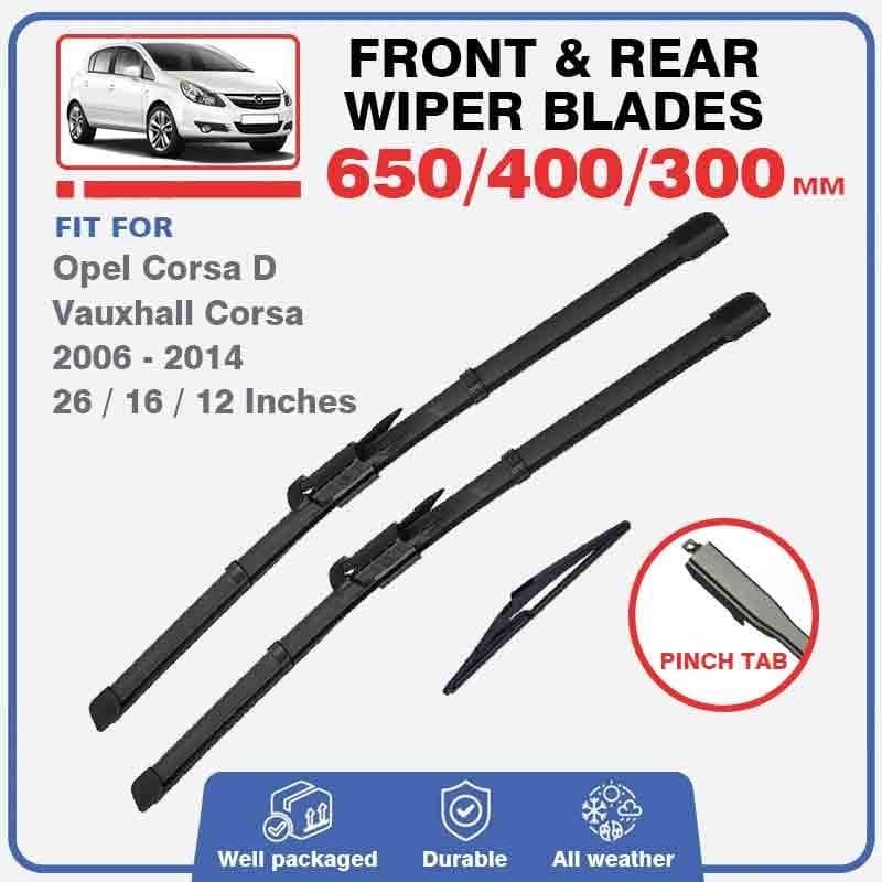 Conjunto De Lâminas De Limpador De Para-Brisa Dianteiro E Traseiro , Vauxhall Opel Corsa D 2006-2014 OPC GSi SXi VXR , A