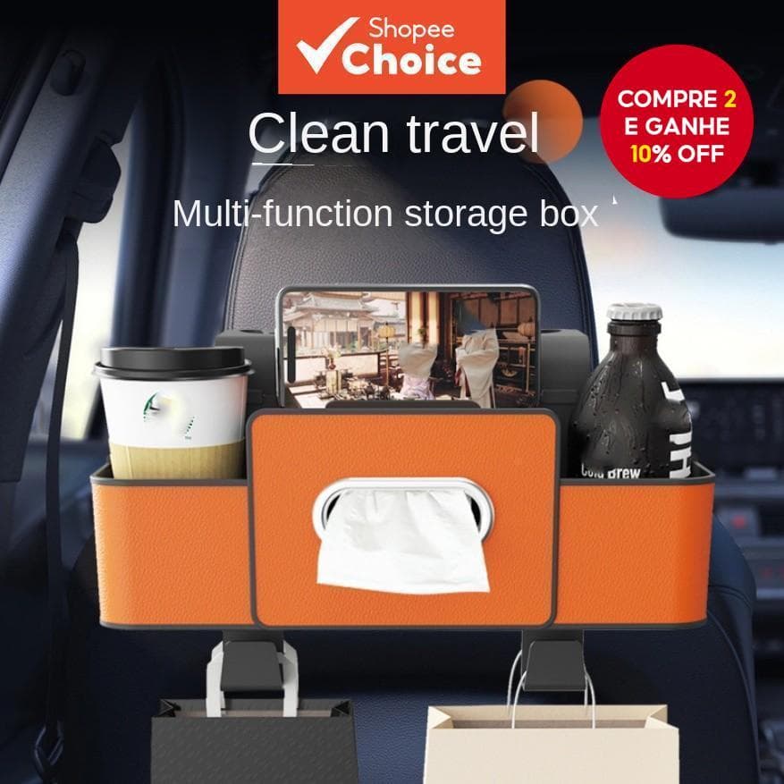  Caixa de Armazenamento para Encosto de Carro, Bolsa Multifuncional, Porta-Copos para Banco Traseiro, Porta-Tecido para