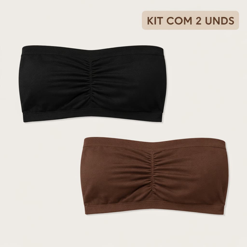 Kit 2 Sutiã Tomara que Caia com Bojo Removível Conforto Microfibra Soutien sem alça conforto Soutien Bojo