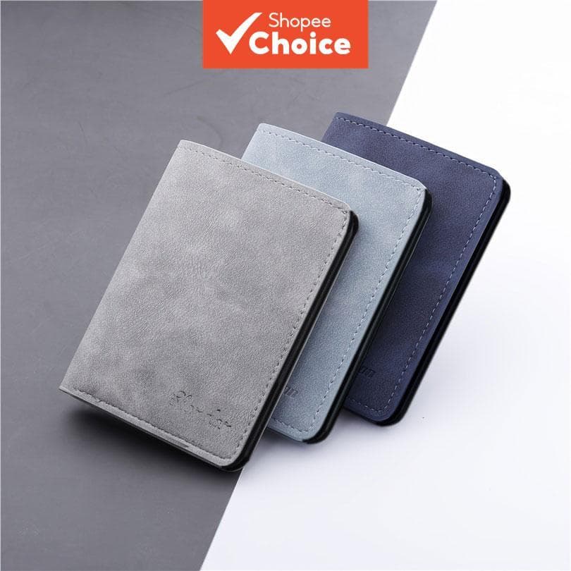 Mini Carteira Masculina Ultrafina Curta Vertical Porta Cartão De Estudante De Motorista Couro Macio Juventude