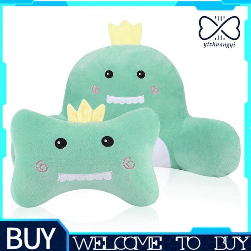 Encosto De Cabeça Do Carro E Almofada De Apoio Lombar , Travesseiro De Dinossauro Bonito Kit De Pescoço , Para Sono