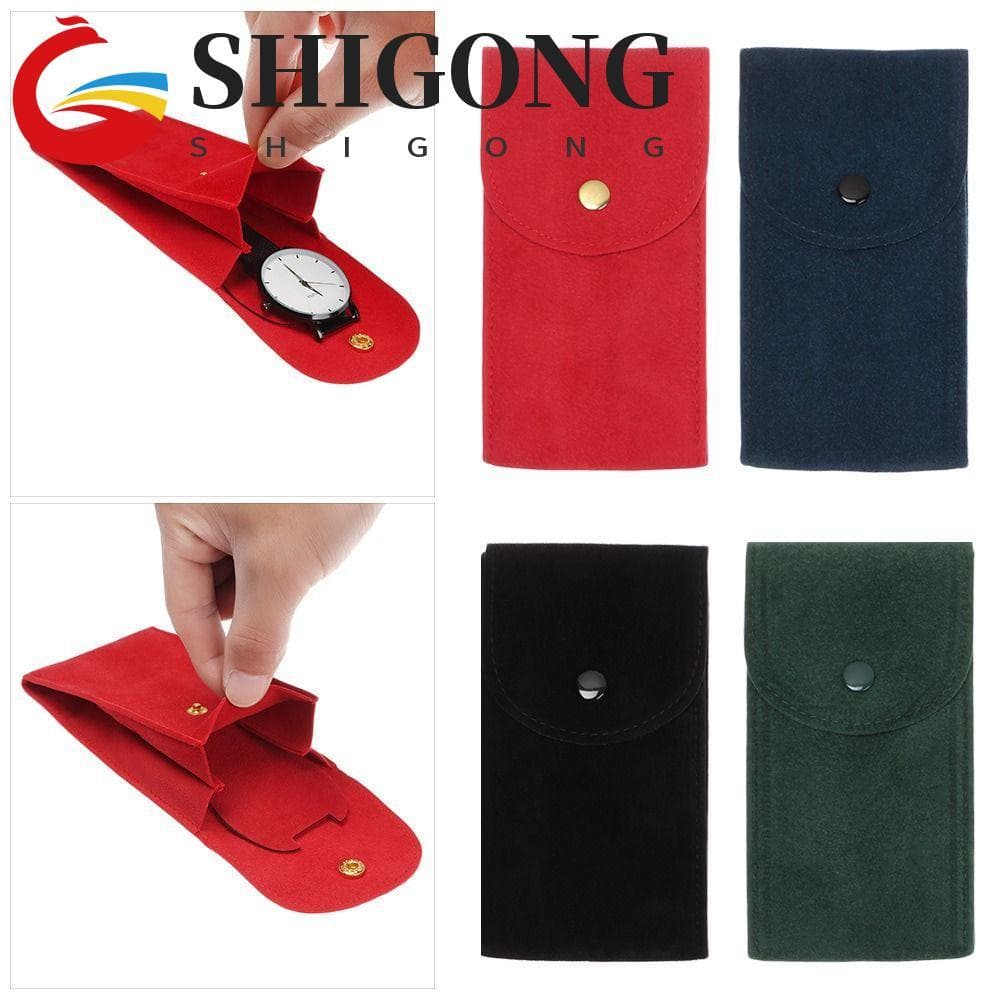 SHIGONG Snap Watch Bag , Veludo Anti-Poeira Relógio Caso , Pulseiras Caixa Saco Jóias Titular Viagem