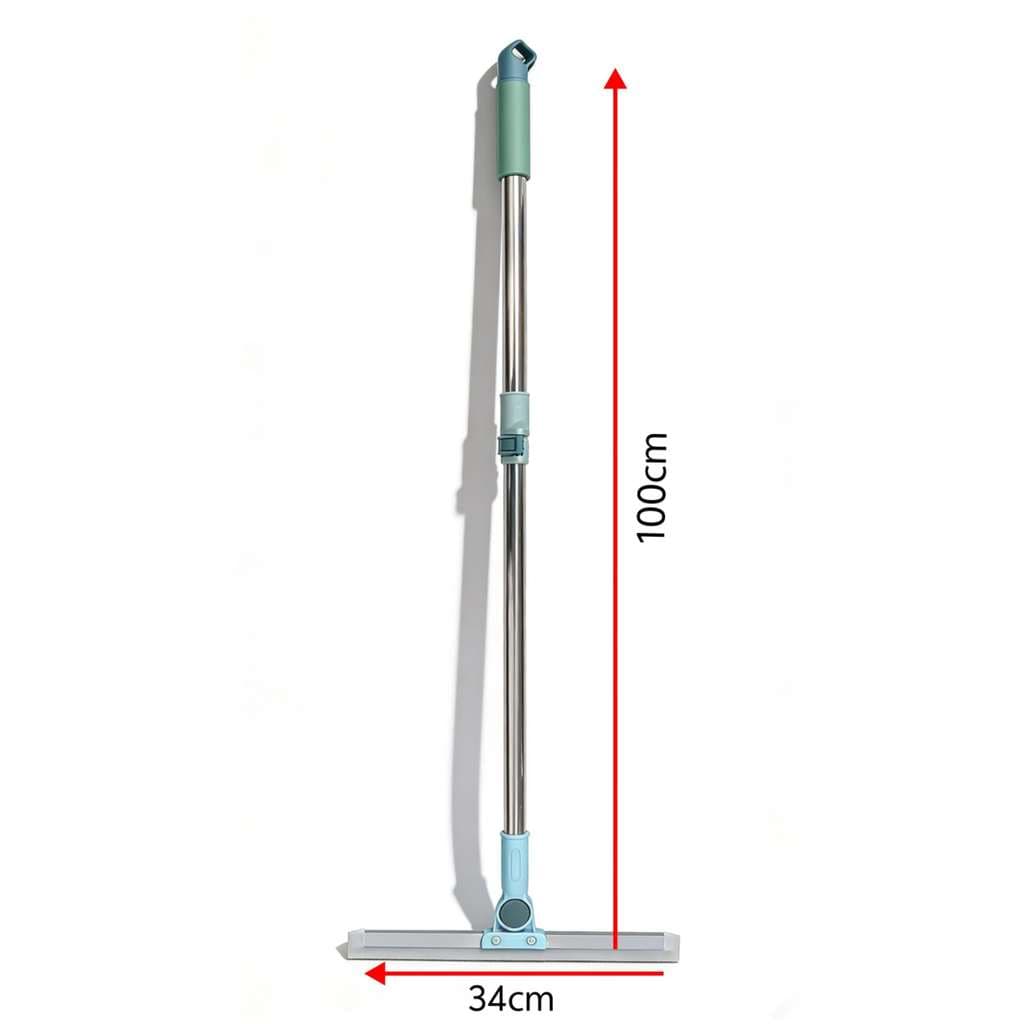 Rodo Limpador de Piso Multiuso cCabo Ajustável em Aço Inoxidável | Silicone Anti-Risco para Banheiro, Cozinha e Janelas