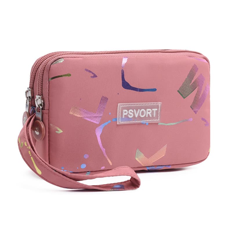 Moda Multi-camada zíper grande capacidade tela grande saco chave do telefone móvel saco tecido embreagem moeda bolsa sen