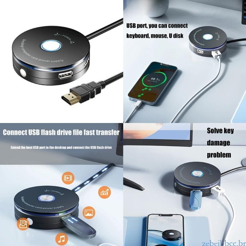 zebeibbcbr Botão Liga/Desliga Para PC Interruptores Alimentação Externos Extensão Fonte Computador