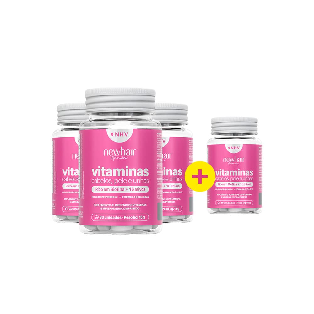 New Hair Kit 4 (3+1) Vitamina Capilar com Biotina para Gestantes e Lactantes – Uso Diário