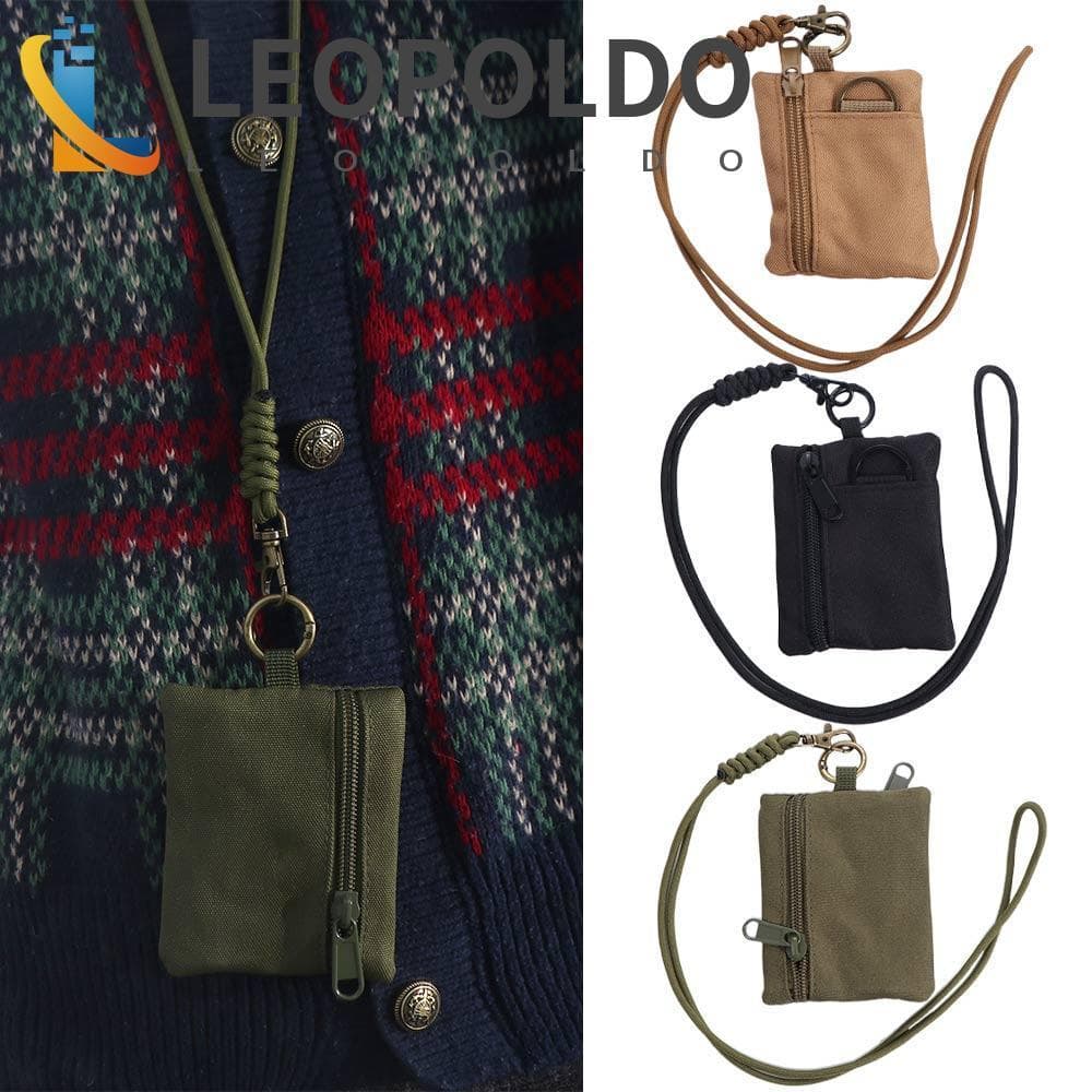 LEOPOLDO Oxford Pano Mini Carteira , Zíper Quadrado Pendurado Bolsa De Moedas No Pescoço , Porta-Cartões Pequeno De Nylo