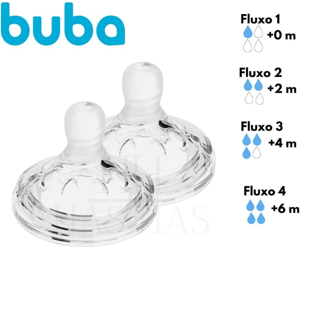 Kit 2 Bicos Para Mamadeira Ultra Soft Silicone Macio Buba Bico Válvula Anticólica Easy Flow BPA Free