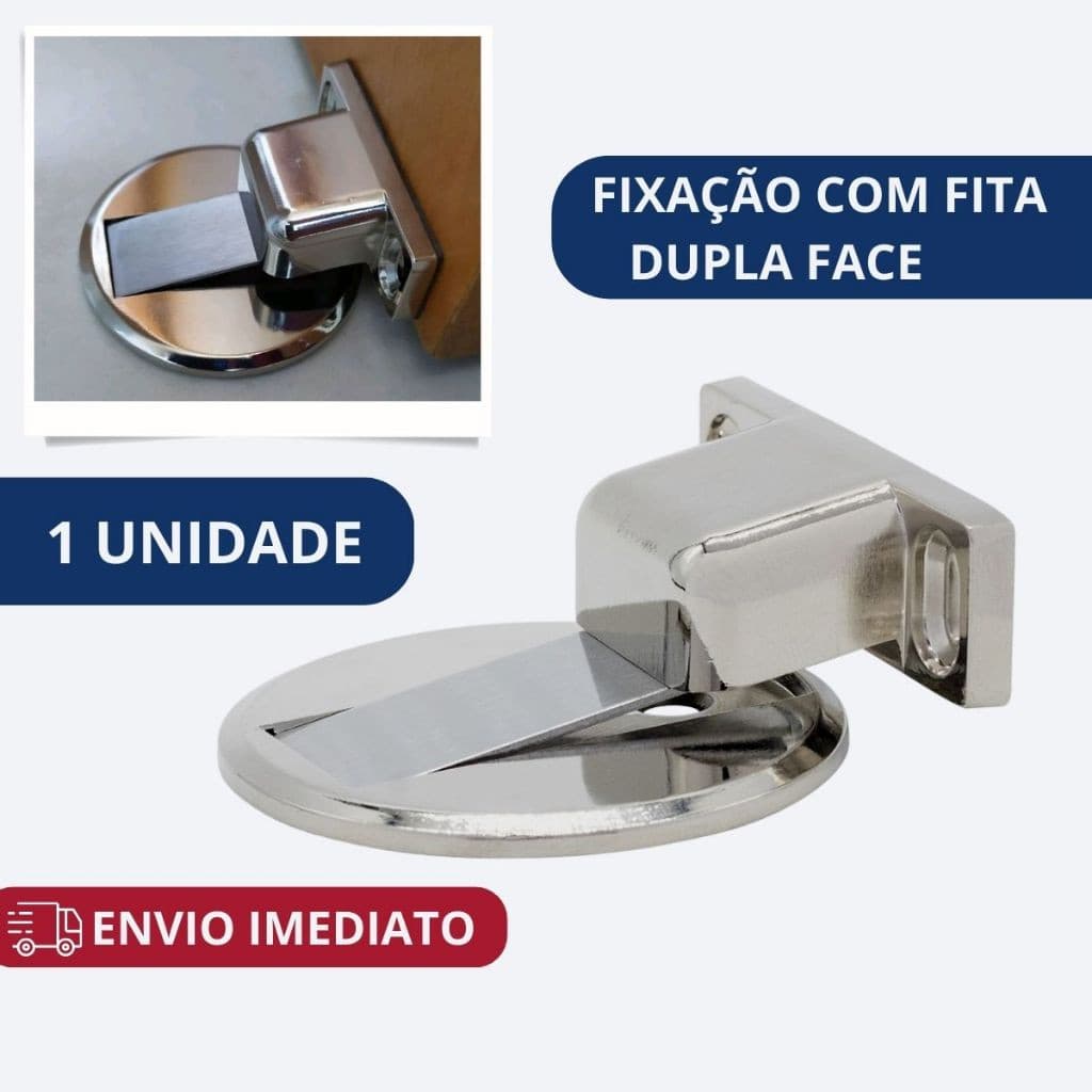 Kit 1/2/4 Prendedor de Porta Magnético Slim Cromado