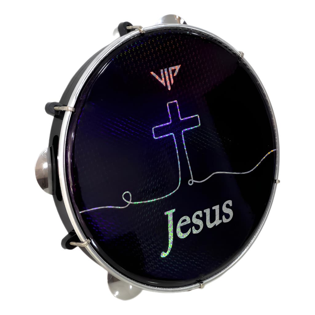Pandeiro Profissional 10 Pele Holográfica Jesus Abs Vip