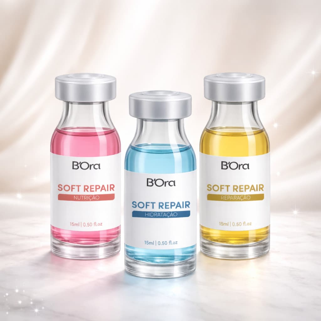 Kit Cronograma Capilar Ampola Hidratação Nutrição e Reconstrução Soft Repair B'Ora - 15ml