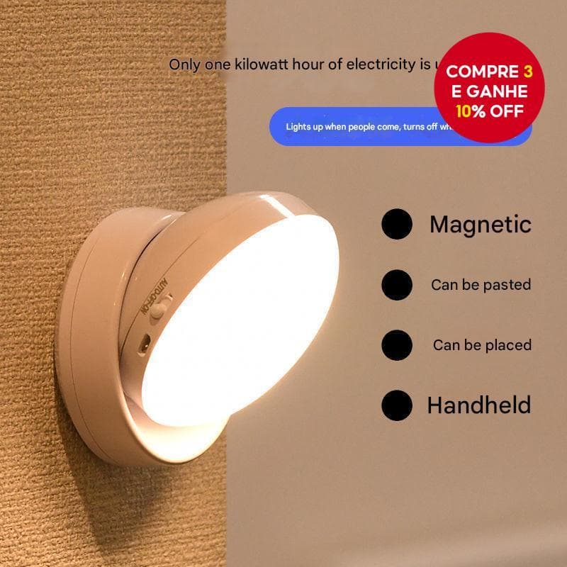 Luz Noturna LED , Carregamento USB , sensor De Movimento , Sucção Magnética , Indução Giratória , Lâmpada De Cabeceira A