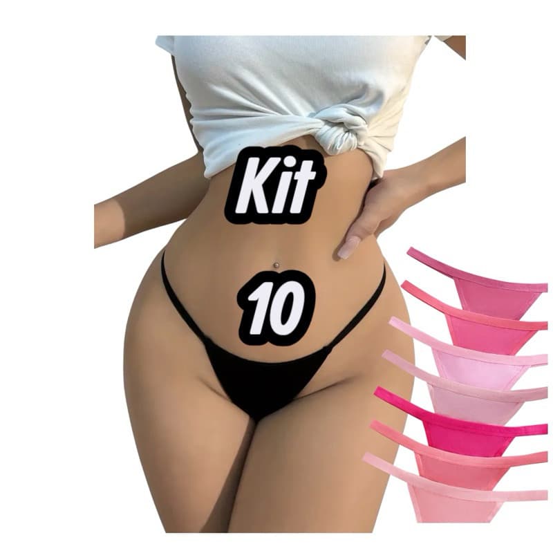 Kit 10 Calcinha Fio Dental Sexy Feminina Microfibra Confortável Dia a dia Academia