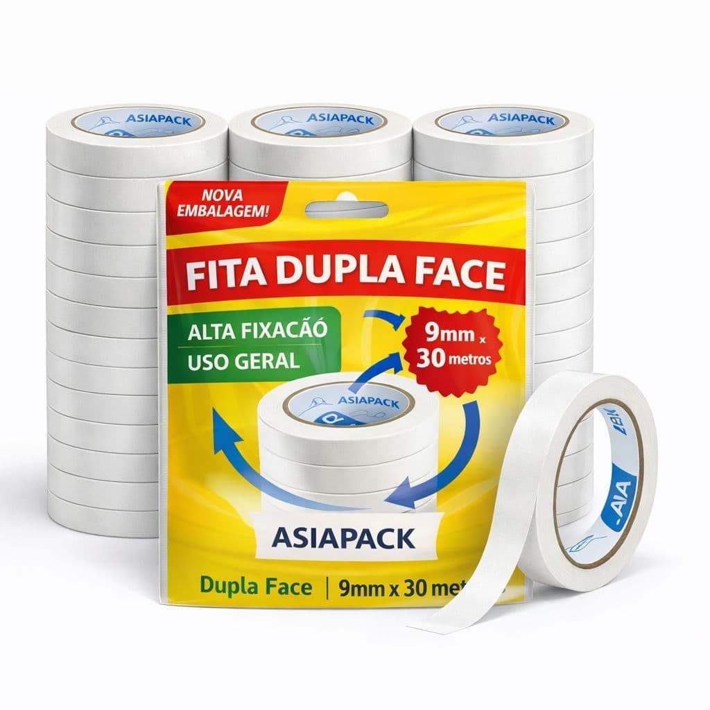 Fita Adesiva Dupla face para Artesanato 09mm x 30 metros KIT 05
