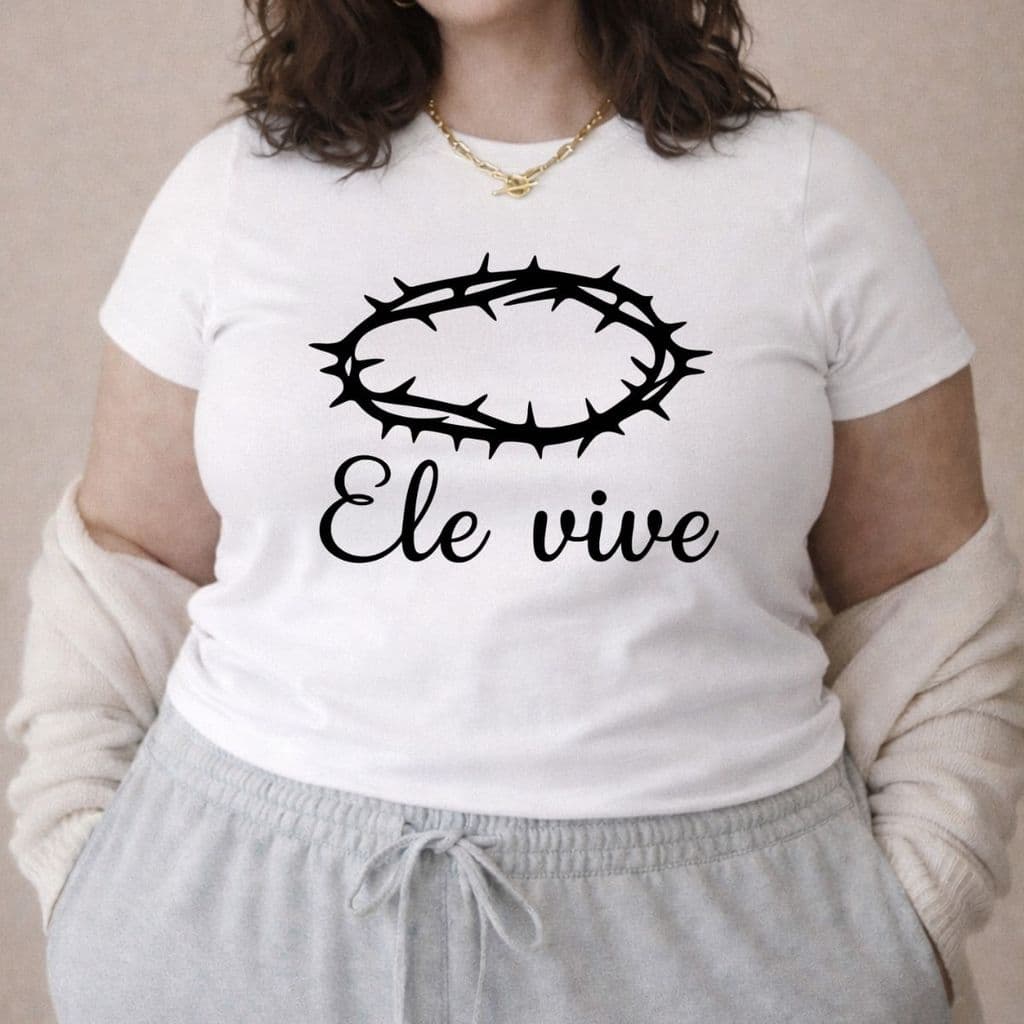 Camiseta Feminina Plus Size Básica 100% Algodão Estampada Premium Tamanho Grande T-Shirt Casual DTF