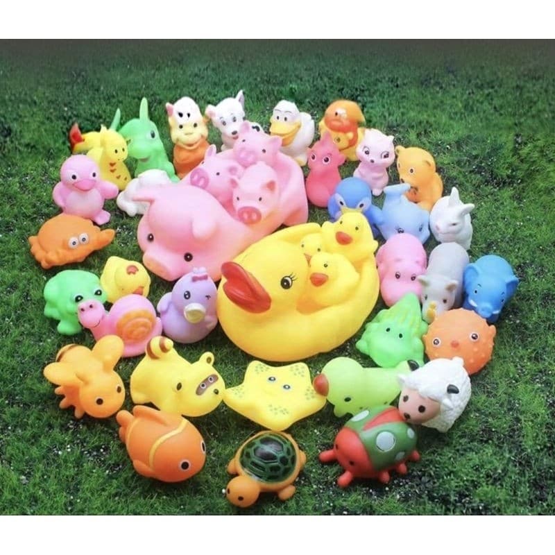 Kit 6 Bichinhos Para Banheira Banho Brinquedos Interativos Flutua Na Água Patinho Peixinho