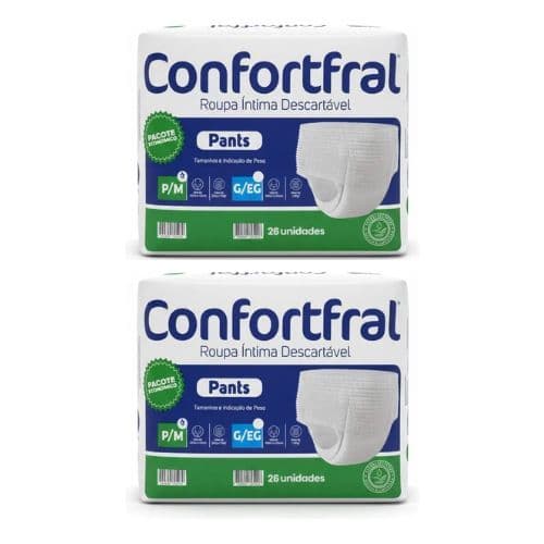 Kit 2 Pacotes Fralda Adulta Geriátrica Confortfral Pants 52 Unidades
