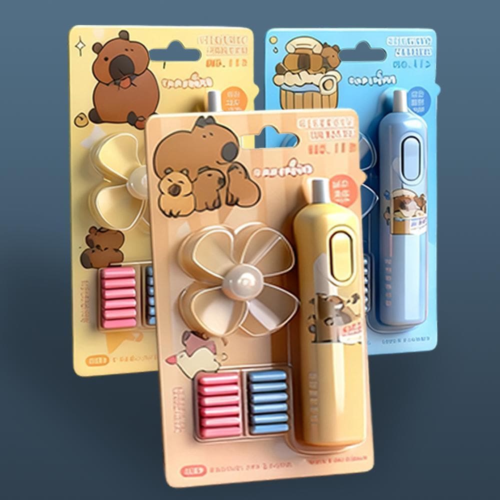 Borracha Elétrica com Ventilador | Multifuncional para Estudantes - Apaga e Refresca ao Mesmo Tempo!