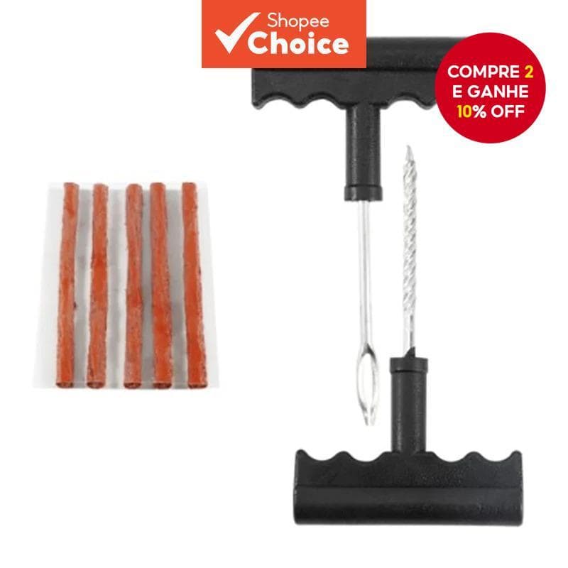  Kit de Ferramentas de Reparo de Pneus de Motocicleta e Caminhão com Tiras de Borracha para Plugagem de Furos sem Câmara