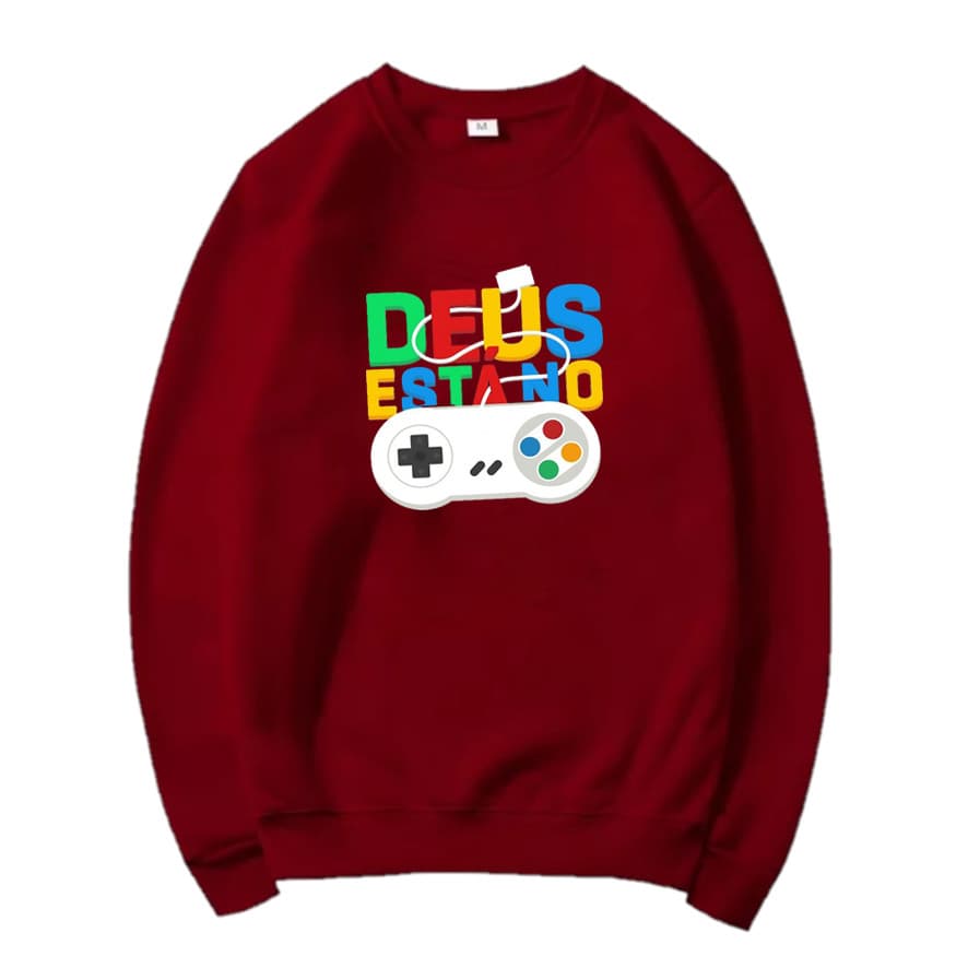 Blusa Moletom Flanelado Estampa Deus Está No Controle Ótima Qualidade Sem Capuz Modelo Novo