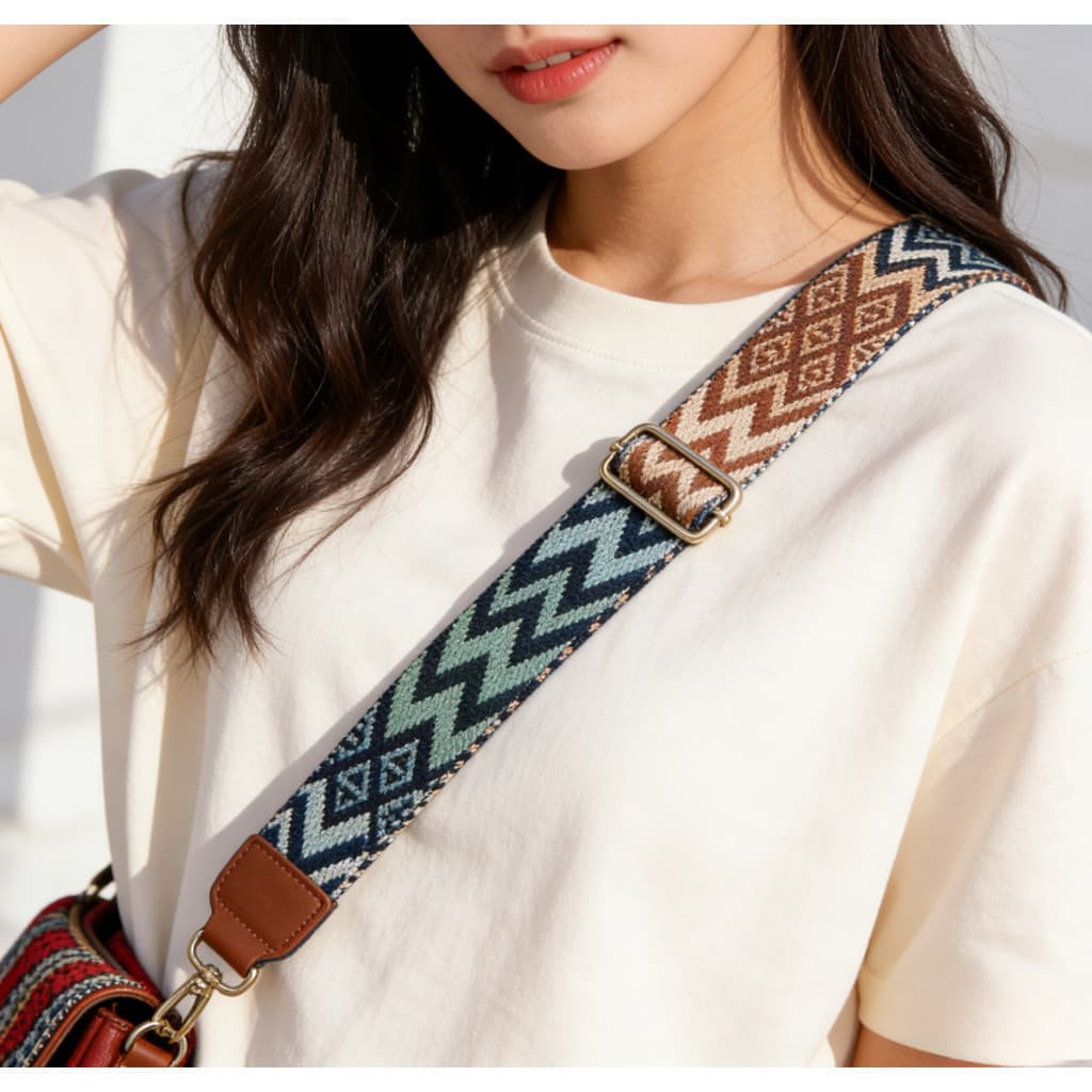 [risesky] Alça De Bolsa Ajustável Crossbody Ombro Larga Estilo Nacional Moda Bordado Alças De Reposição Acessório