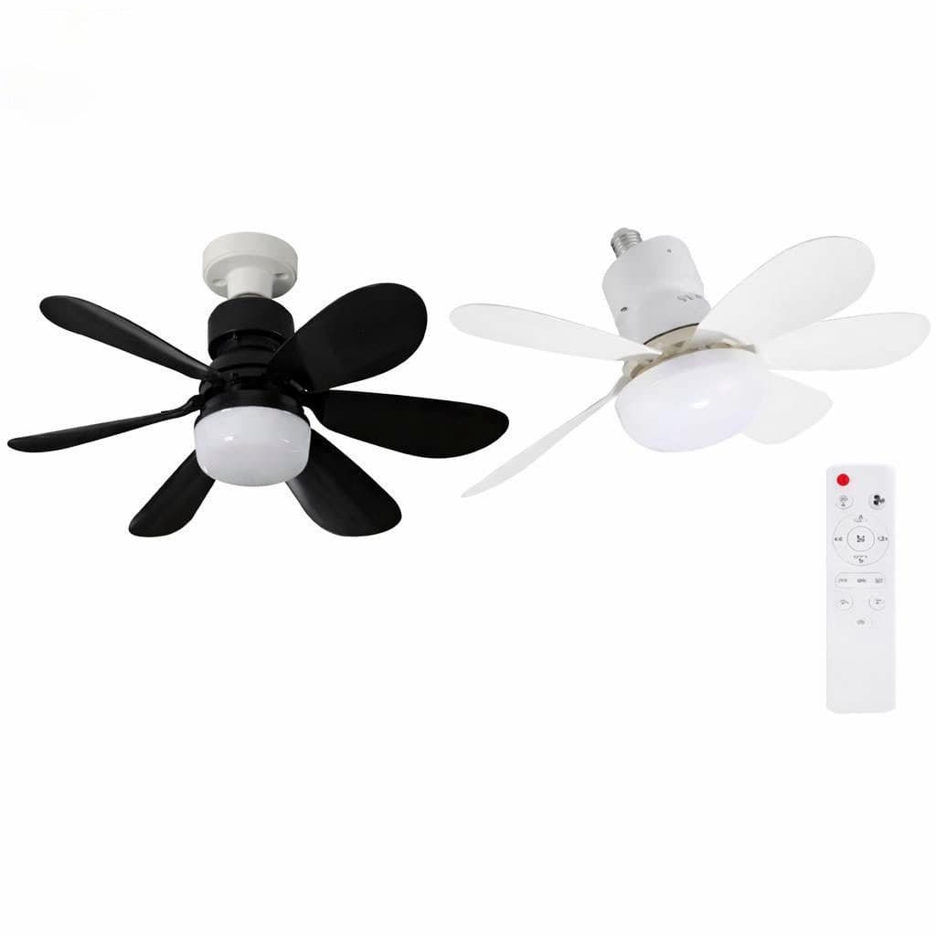 Ventilador de teto turbo silencioso, 6 pás, 80W, LED 3 cores, soquete E27, controle remoto com timer e bivolt.