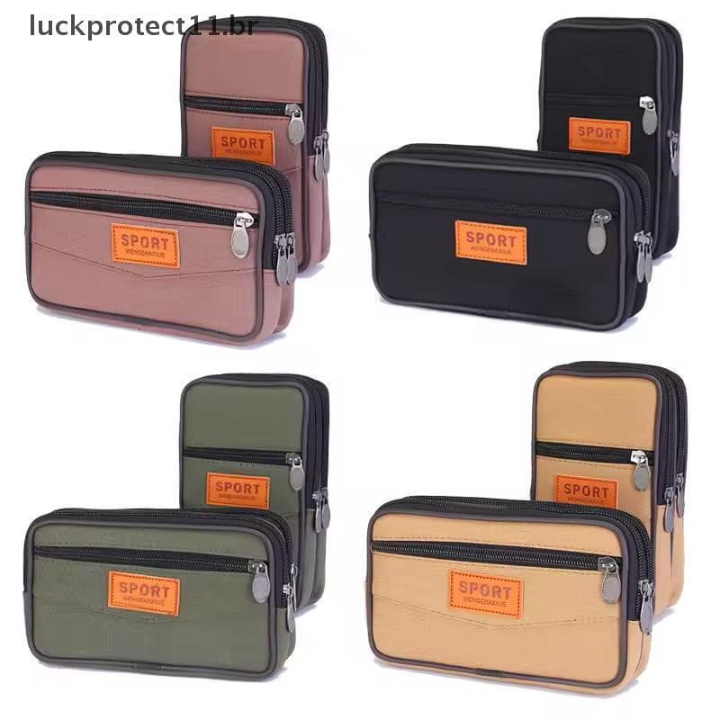 LTBR Carteira Bolsa Dupla Camada Masculina Saco Do Telefone Cinto Horizontal Móvel Lona Casual Cintura Pa Esportes Ao Ar