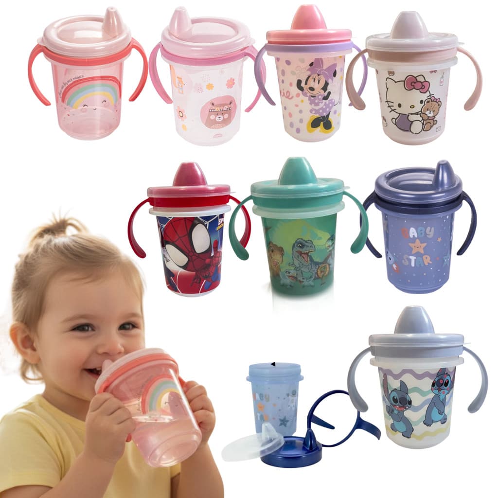 Copo Treinamento Caneca com alça Infantil com alça removível 330ml 280ml plasútil bebê passeio tampa