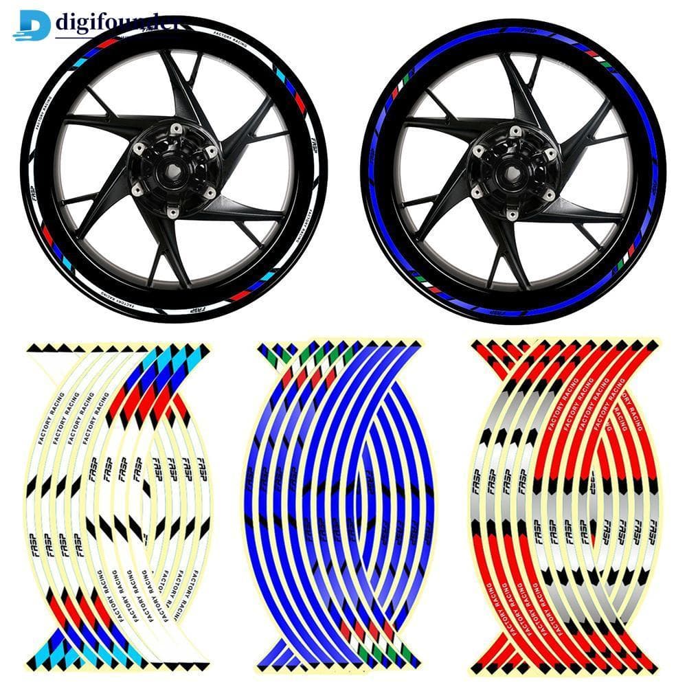 DIGIFOUNDER 16 Pçs Adesivo De Roda De Motocicleta Fita Reflexiva Aro De Moto De Carro Acessório De 17 " 18 " A6D7