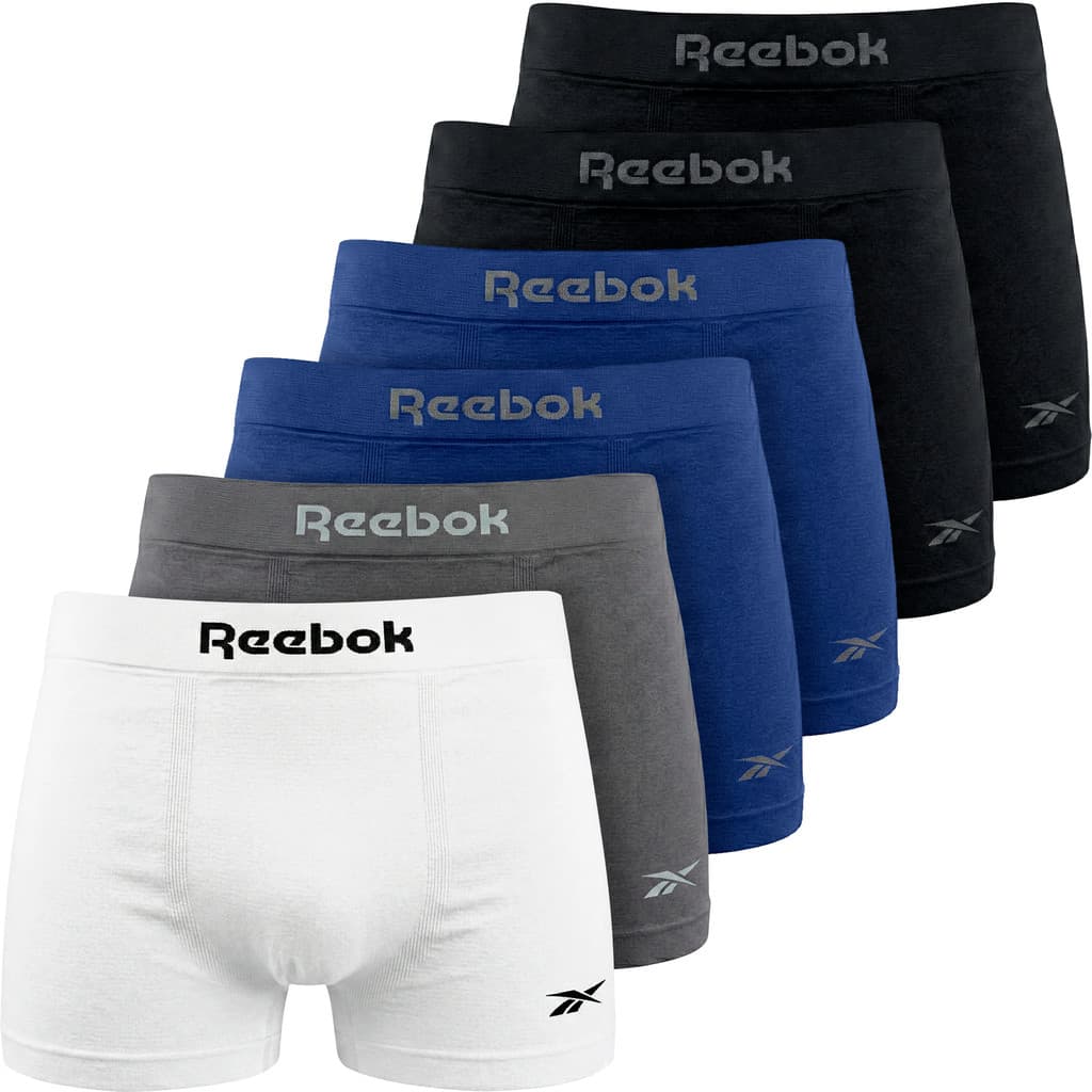 Kit 6 Cueca Boxer Masculina Reebok Classic Sem Costura em Poliamida Original