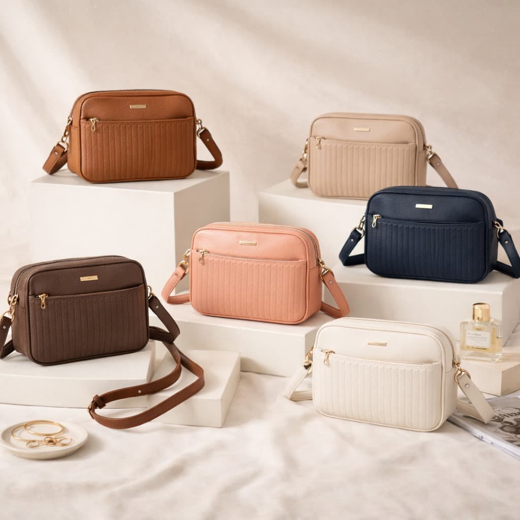 Bolsa Transversal Feminina Tiracolo Pequena Casual Couro Sintético com Zíper e Alça Ajustável  ming