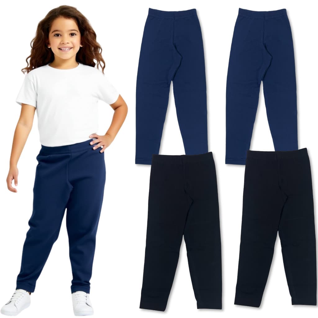 Kit 03 Calças Legging Infantil Menina Escolar Volta as Aulas Uniforme