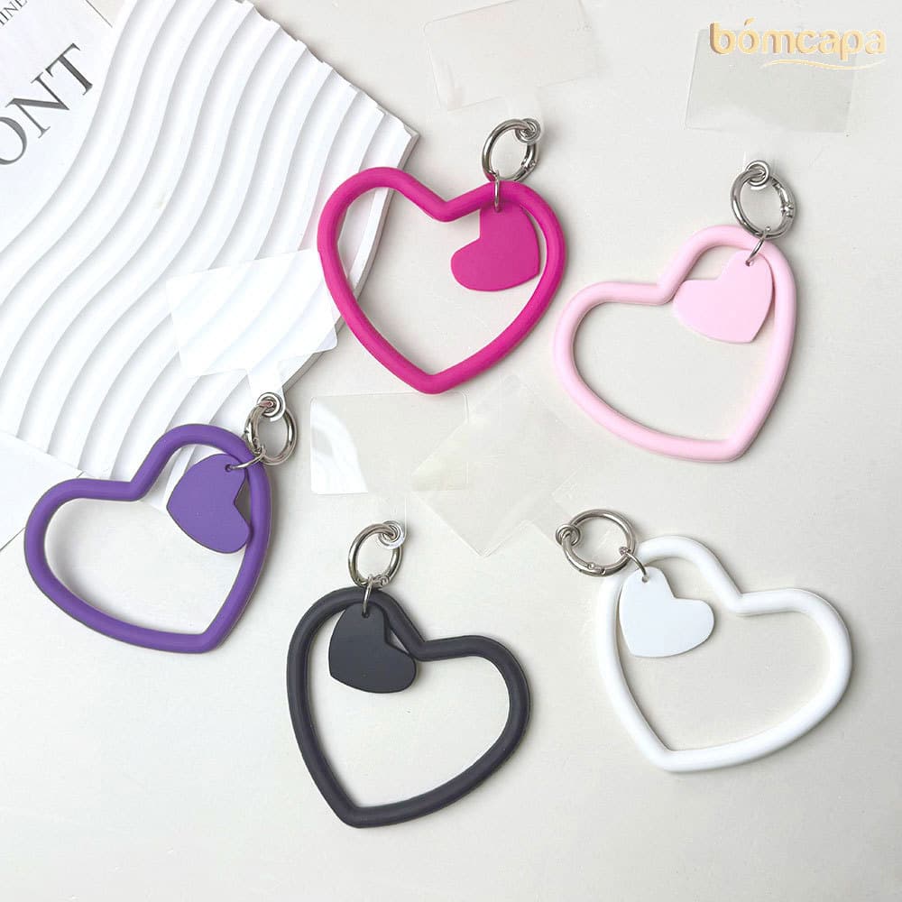 Pulseira De Silicone Formato De Coração Com Alça Antiperda Cordão Chaveiro Para Capinha Celular Acessório Corrente SL003