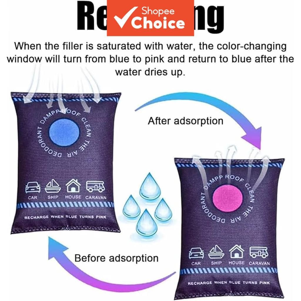  Bolsa Desumidificadora de Silicone Reutilizável, Bolsa Absorvente de Umidade para Carro, Bolsa Absorvedora de