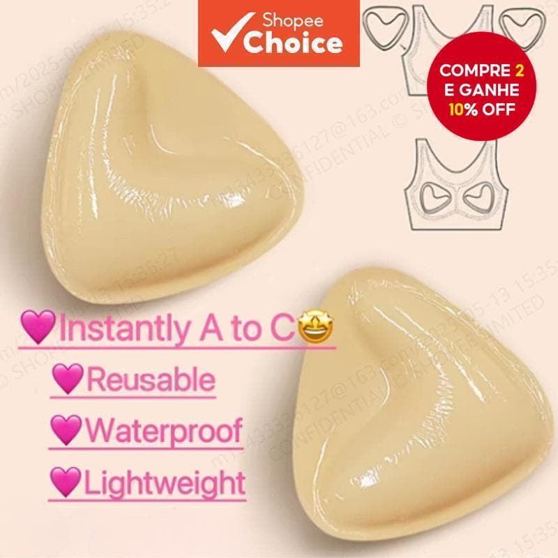 Almofadas Adesivas para os Seios - Nude, Elevadas e Aumentadas para Copo A-C | Invisíveis e Respiratórias
