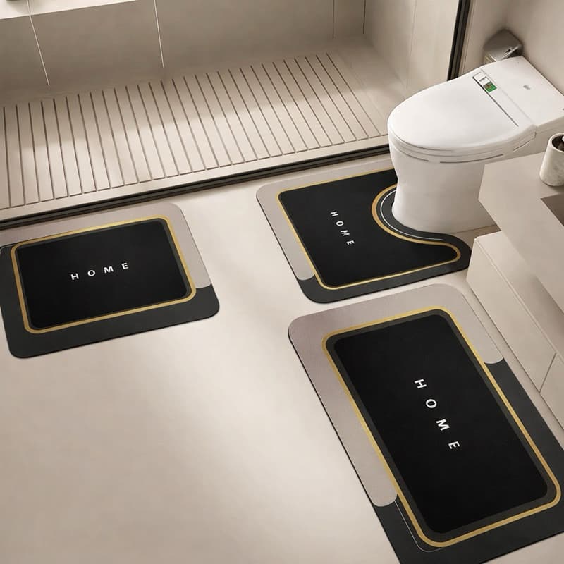 Kit Tapete de banheiro absorvente de água de secagem rápida conjunto de três peças