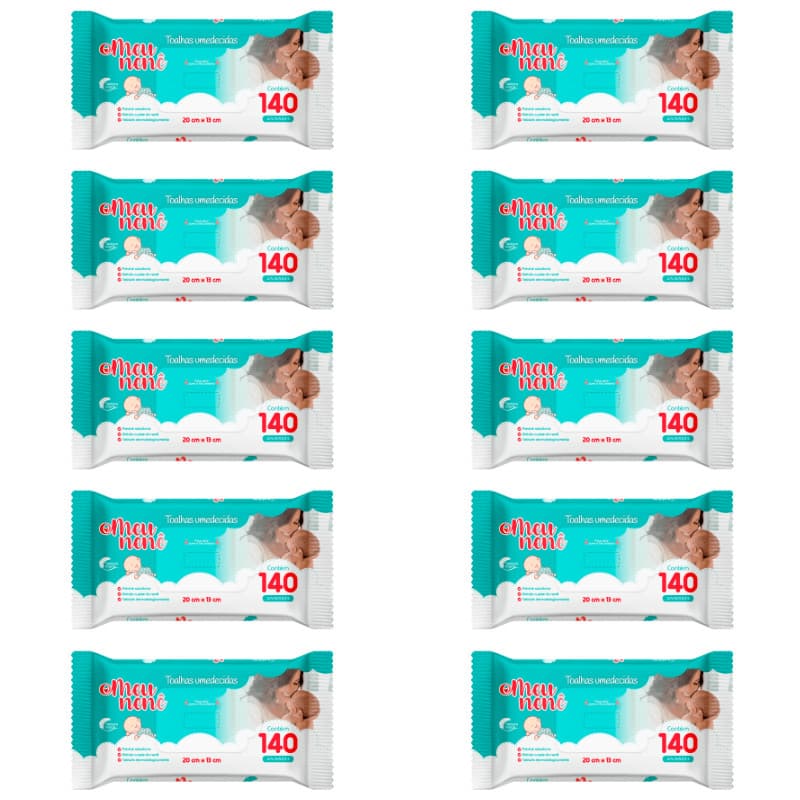 Kit 10 Toalhas Umedecidas Meu Nenê com 140 Unidades