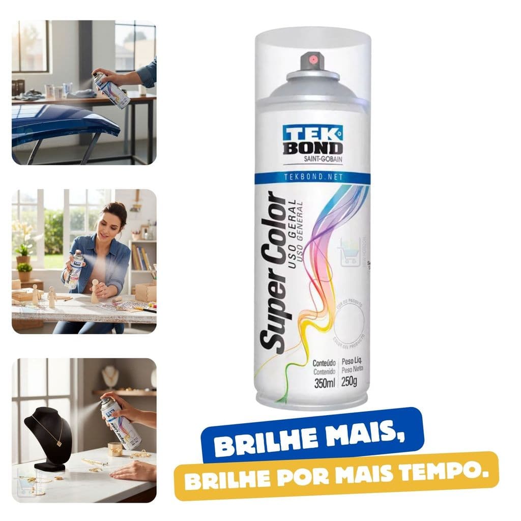 Spray Verniz Brilhante Incolor para Bijuteria - 350 ml - TEKBOND