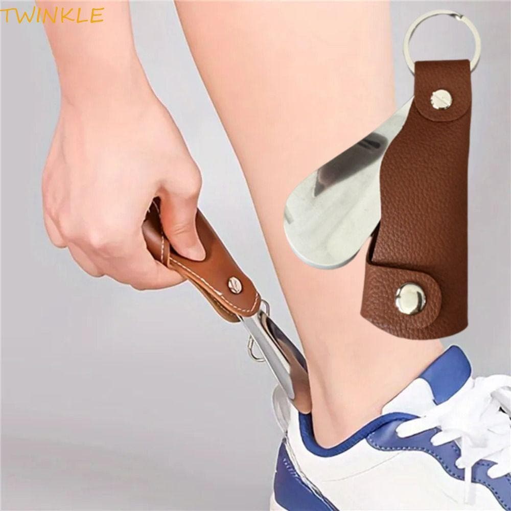 Chaveiro De Calçadeira TWINKLEO , Mini Levantador De Sapato Fácil De Segurar , Buzina Portátil De Couro PU De Aço Inoxid