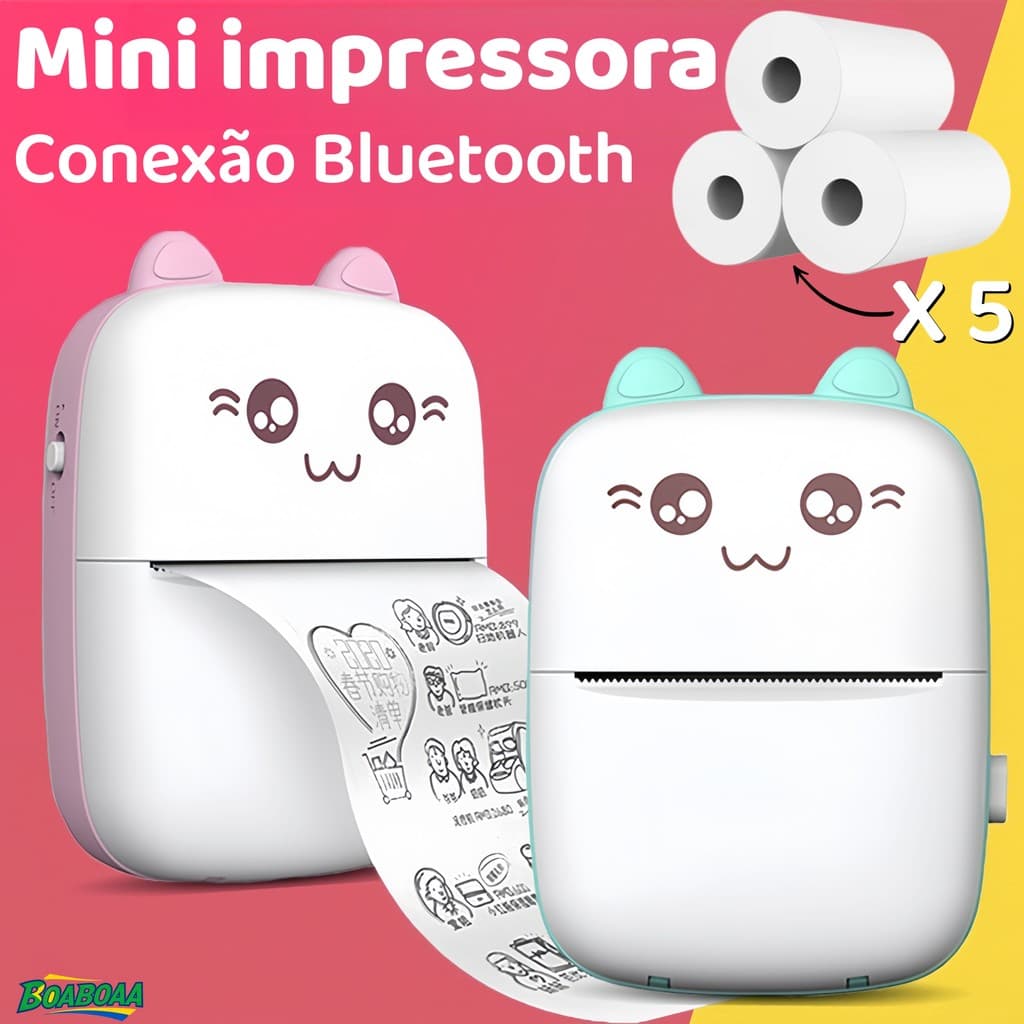 Impressora Térmica Mini Sem Fio, imprime desenhos, fotos e anotações, compatível com Android e iOS