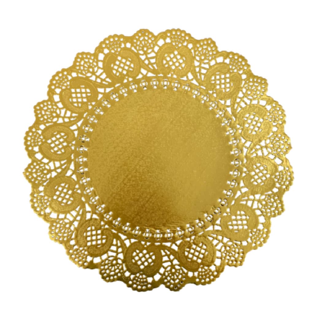 Doilies toalha de papel rendado Redondo Dourado 36cm 52un