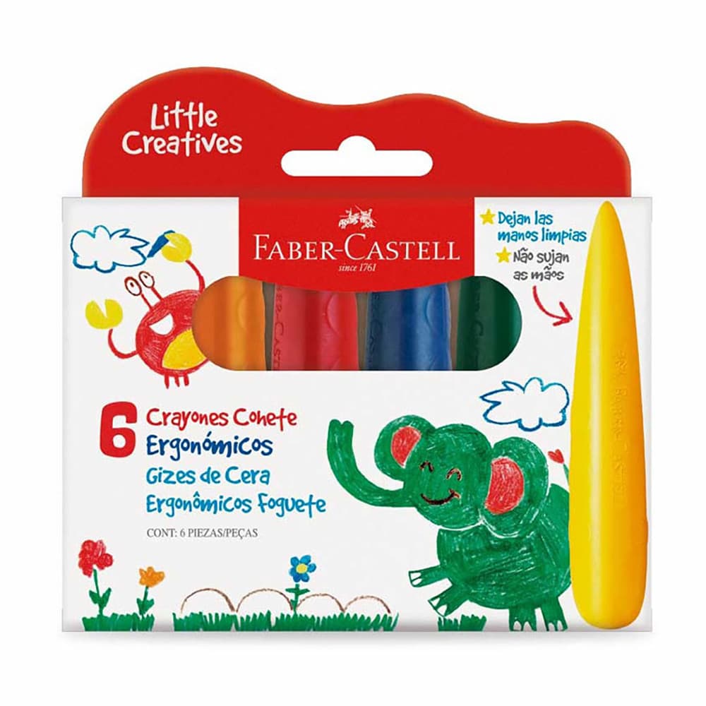 Gizão de cera Little Creatives Foguete com 6 cores 121718 Faber-Castell