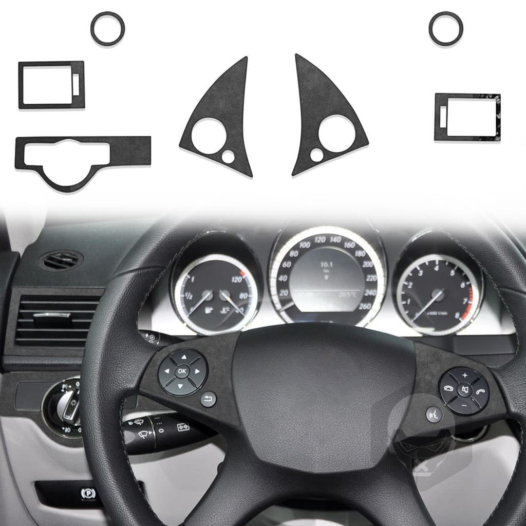 Adequado para Mercedes-Benz Benz W204 Old C-Class 07-11 Volante de condução principal Preto Cinza Camurça Modificação do