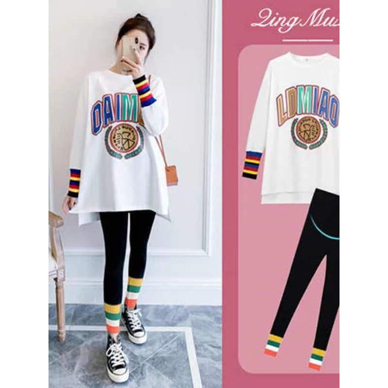 Maternidade outono terno vestido primavera outono estilo moda não olhar na moda mãe capa barriga redução de idade moda a