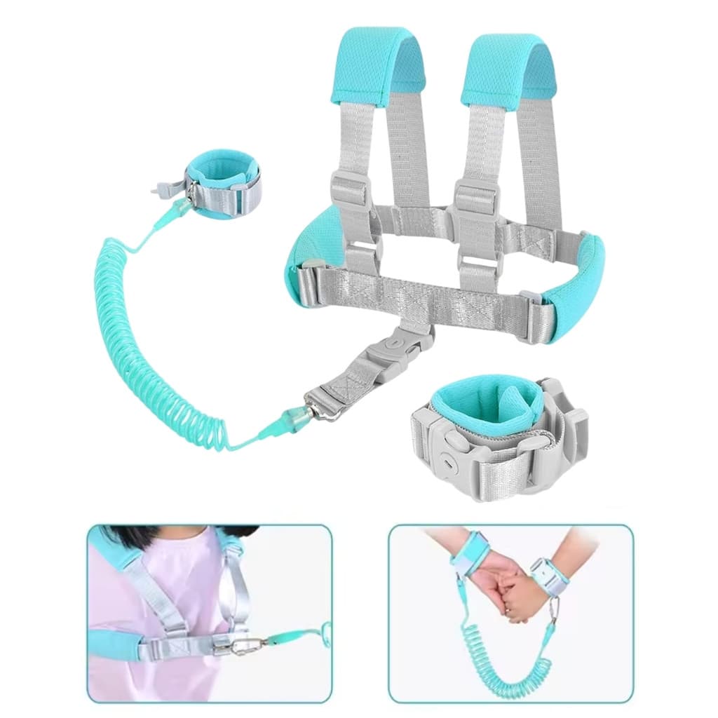 Pulseira Colete Mochila de Segurança Guia Infantil Ajustável com Velcro Respirável Resistente