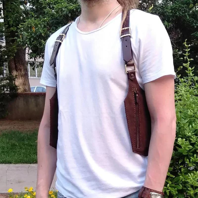 Medieval Steampunk Couro Ombro Coldre Saco Vintage Telefone Carteira Bolso Festival Viagem Colete Bolsa Viking Pirata Tr