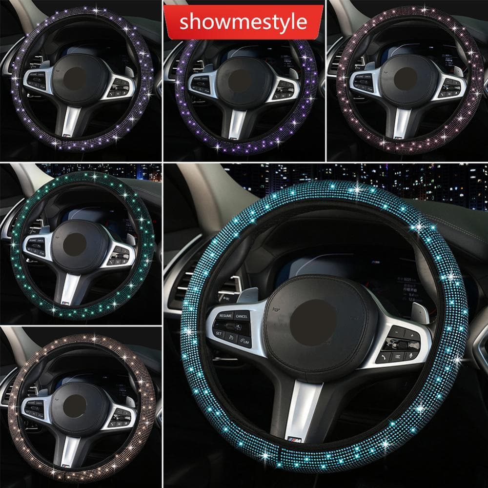 SMS Universal 37-38cm Crtstal Carro Strass Capa De Volante Com Diamante Acessórios Interiores Do Estilo W6X1