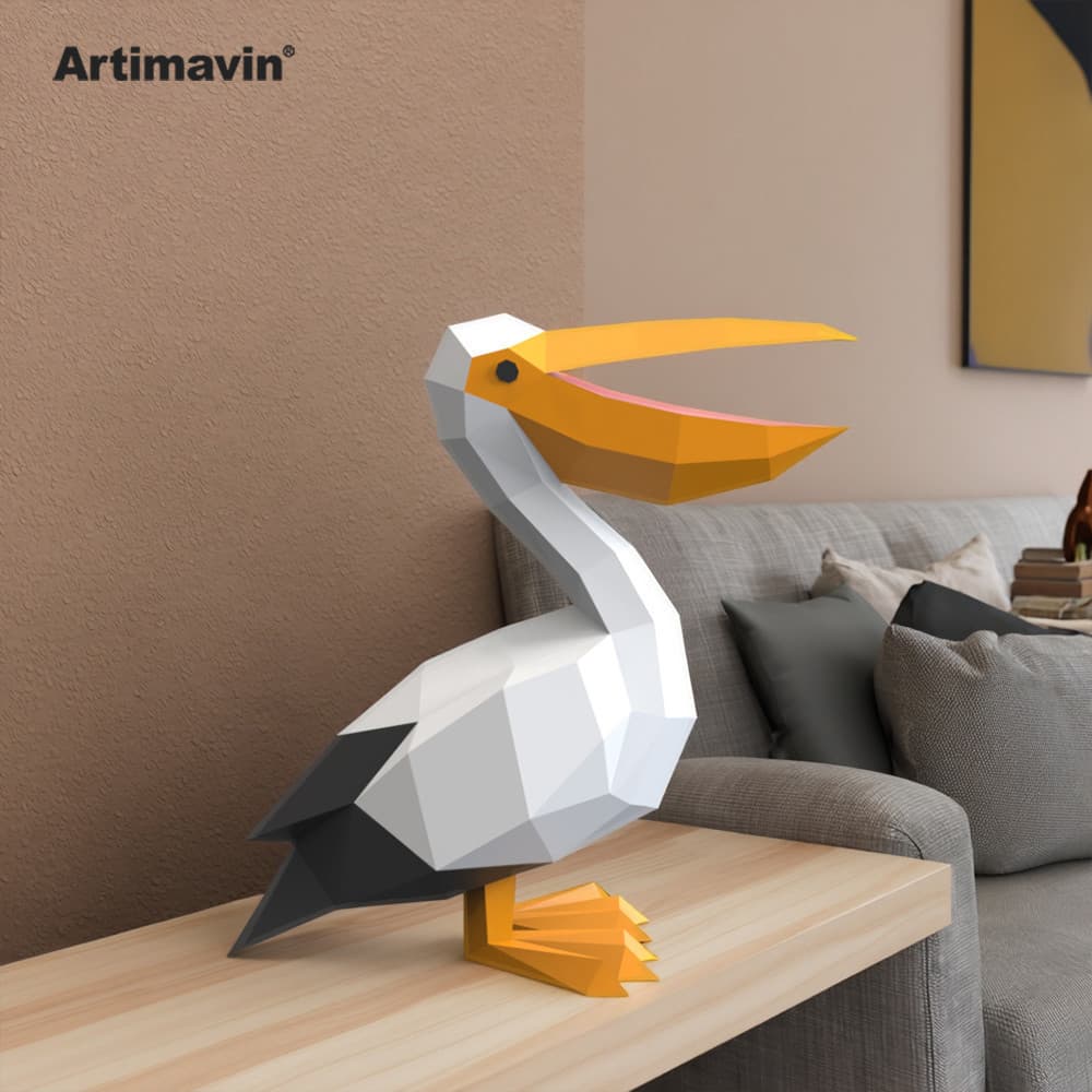 Molde de papel tridimensional MOMO Modelo de papel Pelican adequado para pais e filhos feito à mão para adultos coleção 
