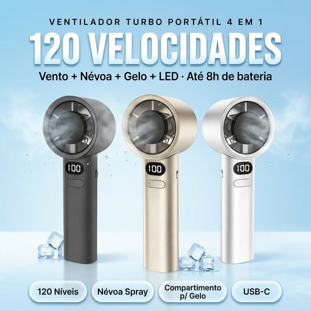 Mini Ventilador Portátil Ajustável M11 120 Níveis De Carregamento USB Resfriamento Com Display De Energia