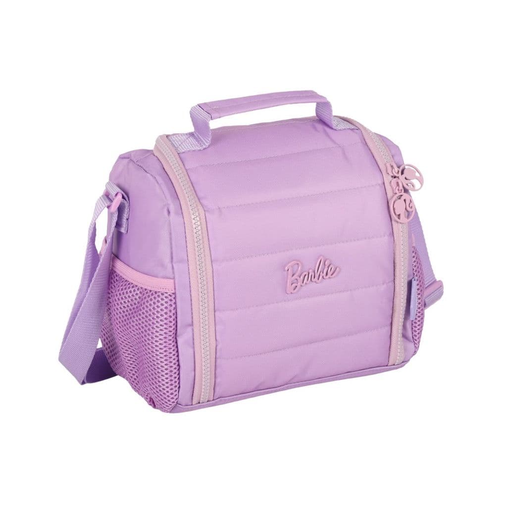 Lancheira Barbie Lilás Térmica marmita Alça e Bolso Telado 
